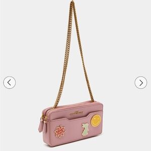 MARC JACOBS Pink Double Zip Crossbody Wallet with Pins